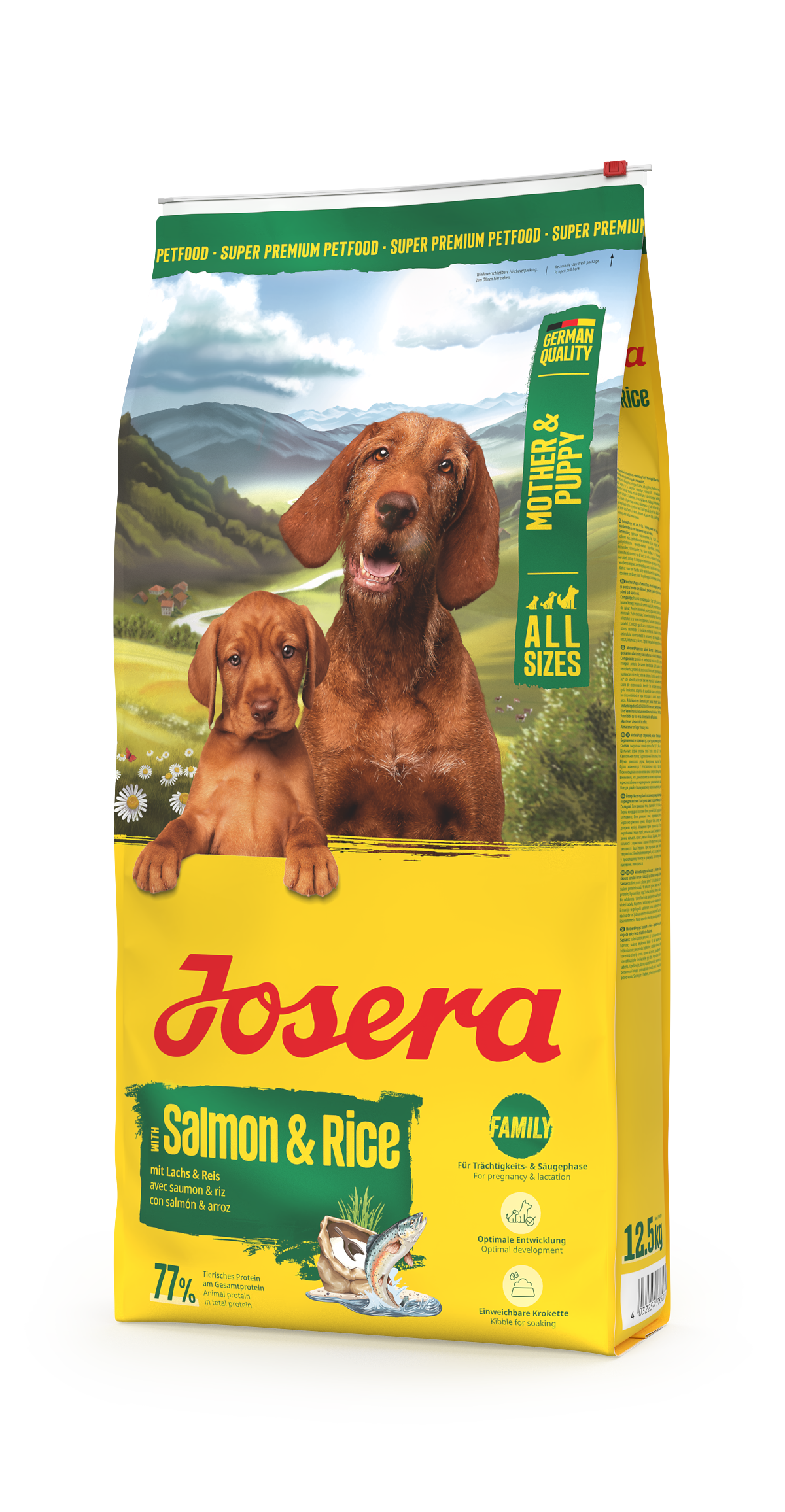 Josera - Family Plus Mother & Puppy, Salmon & Rice, Pregnancy & Puppy Growth, High Energy & Protein, Gluten-Free - 12.5 kg