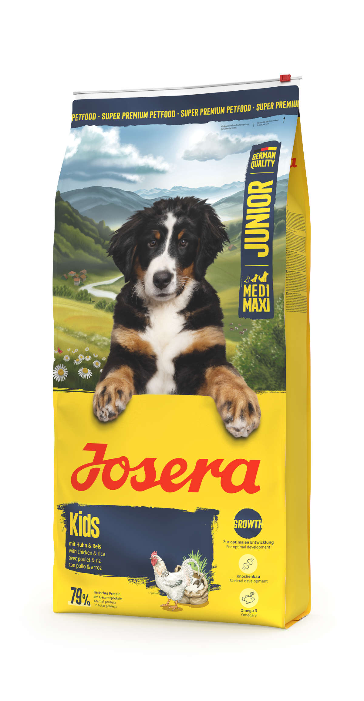 Josera - Kids, Chicken & Rice, Gluten-Free, Bone & Joint Support, Puppy, Medium & Large Breed – 12.5 + 2.5 kg FREE